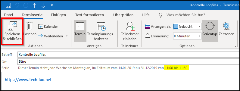 Outlook Serientermin editieren