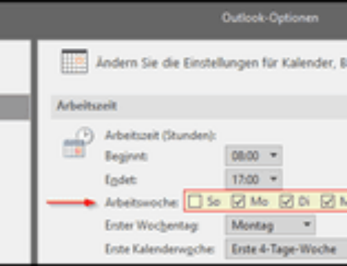 Arbeitstage im Outlook Kalender anpassen